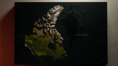 Topographic Map of Canada: A Stunning Terrain Visualization Stock Footage 297294404