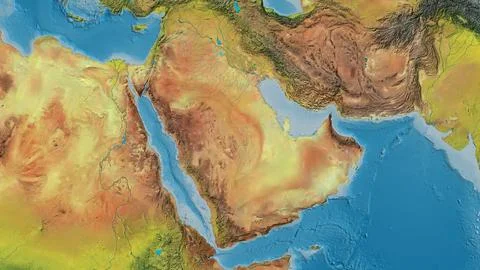 Topographic map centered on Saudi Arabia neighborhood area Stock Illustration