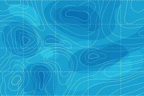 Topographic map with contour line grid water ocean, sea relief, depth. Nautical Stockillustratie