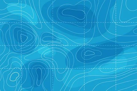 Topographic map with contour line grid water ocean, sea relief, depth. Nautical Illustrazione stock
