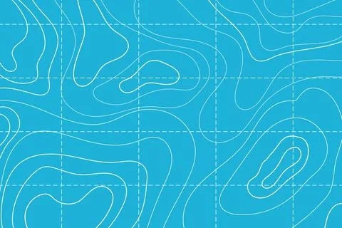 Topographic map with contour line grid water ocean, sea relief, depth. Nautical Illustrazione stock