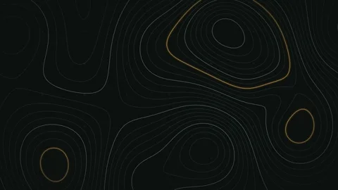 Topographic Map Contour Lines Dark Teal Horizontal Grid Pattern Gold Accent Stock Footage 348345784
