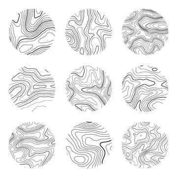 Topographic map with contour lines. Geographic terrain grid, relief height Stockillustratie