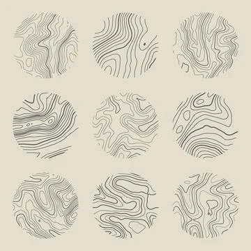 Topographic map with contour lines. Geographic terrain grid, relief height Stock Illustration