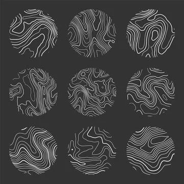 Topographic map with contour lines. Geographic terrain grid, relief height Stock Illustration
