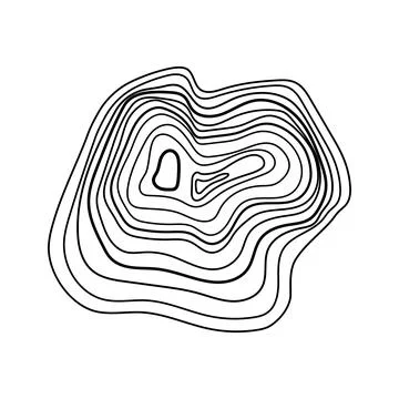 Topographic map contour lines showing elevation and data Stock Illustration