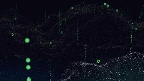 Topographic map data structure Landscape, digital technology concept, dot p.. Stock Illustration