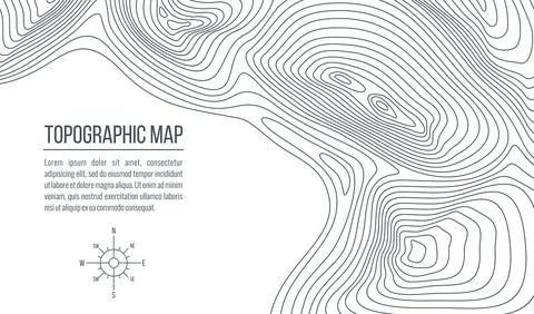 Topographic map. Grid, relief contour lines Stock Illustration