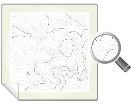 Topographic Map icon with magnifier Stock Illustration