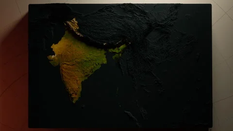 Topographic Map of India A Stunning Terrain Visualization Stock Footage 297294470