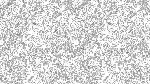 Topographic map inspired seamless pattern with wavy contour lines in minima.. Stock Illustration