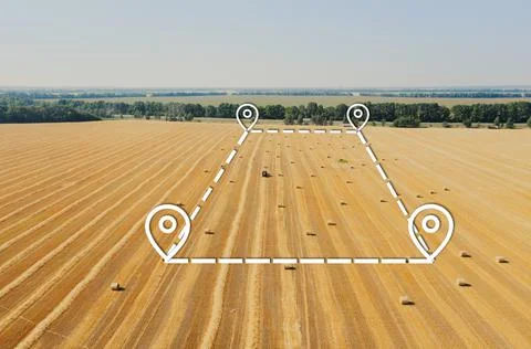Topographic map of land plot for leasing. Land leasing on a field for Fotos de archivo