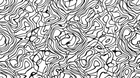 Topographic map line art background with black wavy contours. Stock Illustration