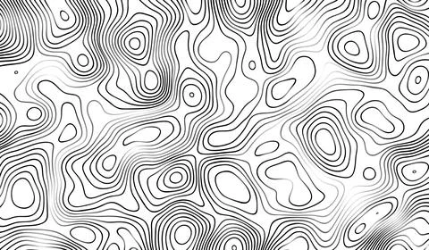 Topographic Map Lines Black and White Vector Illustration Stock Illustration