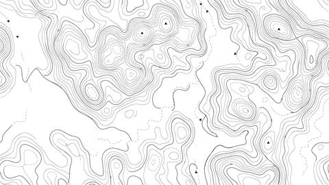 Topographic map lines pattern with contour elevation data on a simple abstr.. Stock Illustration