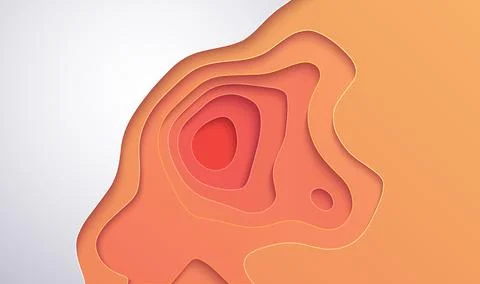 Topographic map paper art vector illustration. Paper cut style yellow vector Stock Illustration