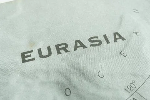 A topographic map section highlighting Eurasia, featuring shaded relief, co.. Stock Photos