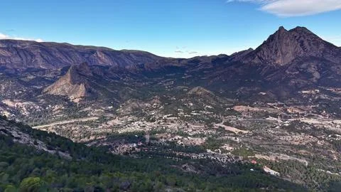 Topographic map with settlements, Detailed perspective capturing natural and Stock Photos