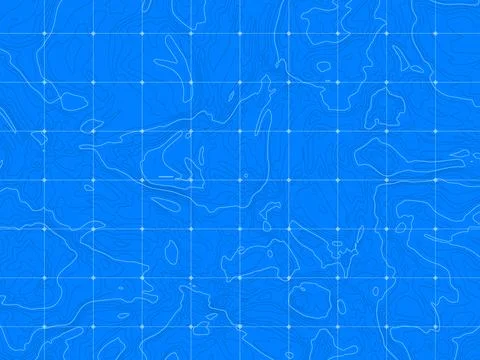 Topographic map showing contour lines on blue background Stock Illustration