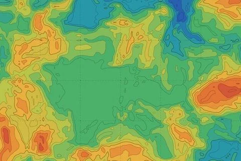 Topographic map showing terrain elevation and contour lines Illustrazione stock