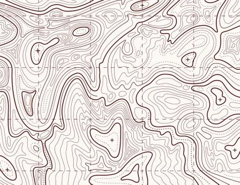 Topographic map. Trail mapping grid, contour terrain relief line texture イラスト素材