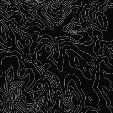 Topographic map, white line on black, vector Stock Illustration