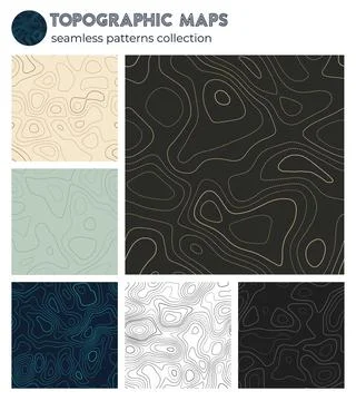 Topographic maps. Amazing isoline patterns, seamless design. Creative tilea.. Illustrazione stock