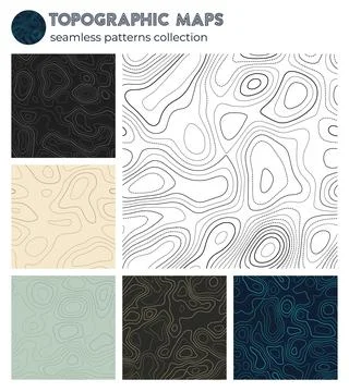 Topographic maps. Amazing isoline patterns, seamless design. Cool tileable .. Stock Illustration