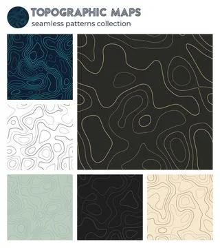 Topographic maps. Amazing isoline patterns, seamless design. Beautiful tile.. Illustrazione stock