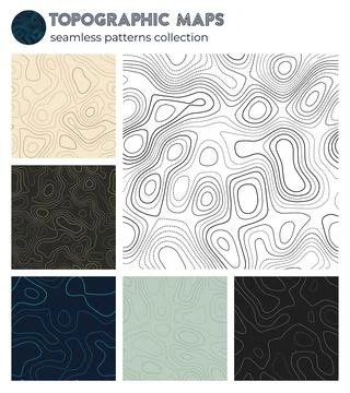 Topographic maps. Appealing isoline patterns, seamless design. Cool tileabl.. Stock Illustration