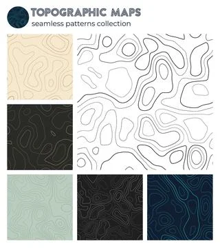 Topographic maps. Artistic isoline patterns, seamless design. Stylish tilea.. イラスト素材