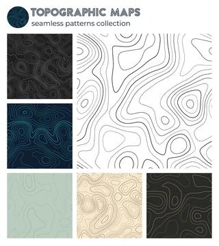 Topographic maps. Artistic isoline patterns, seamless design. Authentic til.. Stock Illustration