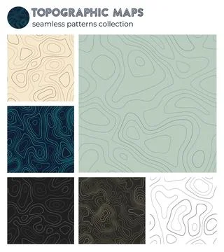 Topographic maps. Artistic isoline patterns, seamless design. Cool tileable.. Stock Illustration