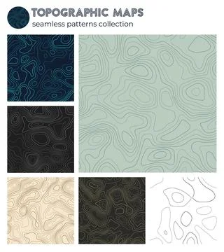 Topographic maps. Artistic isoline patterns, seamless design. Neat tileable.. Stock Illustration