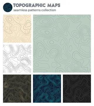 Topographic maps. Artistic isoline patterns, seamless design. Creative tile.. Foto stock