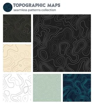 Topographic maps. Astonishing isoline patterns, seamless design. Cool tilea.. Stock Illustration