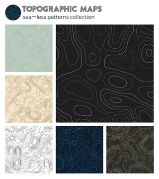 Topographic maps. Astonishing isoline patterns, seamless design. Stylish ti.. 스톡 일러스트
