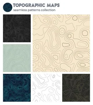 Topographic maps. Astonishing isoline patterns, seamless design. Beautiful .. Stock Illustration