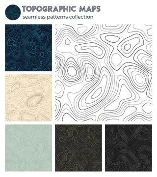 Topographic maps. Attractive isoline patterns, seamless design. Awesome til.. 스톡 일러스트