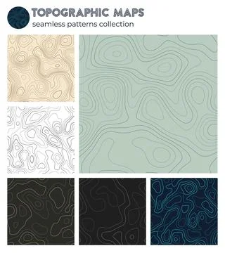 Topographic maps. Attractive isoline patterns, seamless design. Vibrant til.. Stock Illustration