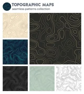 Topographic maps. Authentic isoline patterns, seamless design. Classy tilea.. Stock Illustration