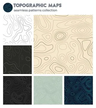 Topographic maps. Authentic isoline patterns, seamless design. Beautiful ti.. 스톡 일러스트