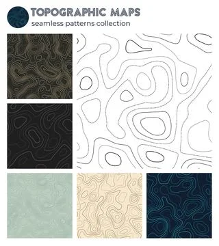 Topographic maps. Authentic isoline patterns, seamless design. Vibrant tile.. Stock Illustration