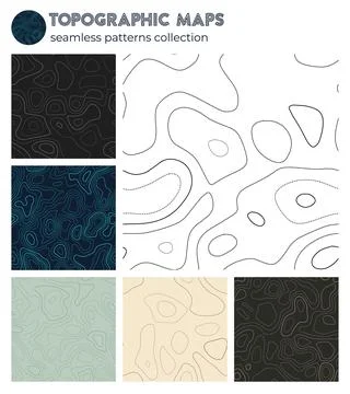 Topographic maps. Authentic isoline patterns, seamless design. Neat tileabl.. Stock Illustration