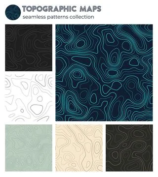Topographic maps. Authentic isoline patterns, seamless design. Cool tileabl.. Stock Illustration