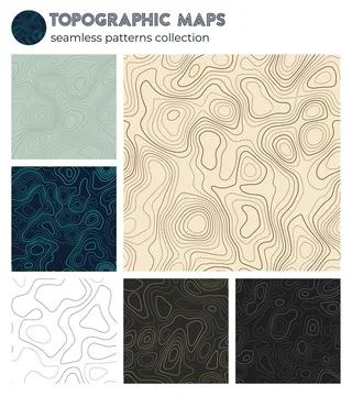 Topographic maps. Authentic isoline patterns, seamless design. Captivating .. Stock Photos