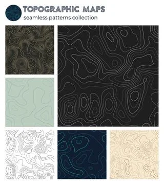 Topographic maps. Awesome isoline patterns, seamless design. Captivating ti.. Stock Photos