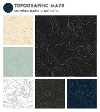 Topographic maps. Beautiful isoline patterns, seamless design. Cool tileabl.. Stock Illustration