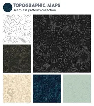 Topographic maps. Beautiful isoline patterns, seamless design. Radiant tile.. イラスト素材