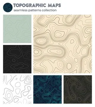 Topographic maps. Beautiful isoline patterns, seamless design. Appealing ti.. Stock Photos